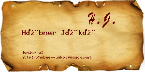 Hübner Jákó névjegykártya